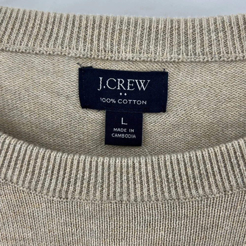 NWT’S J.Crew 100% Cotton Crew Neck Light Tan Pullover Sweater SZ L